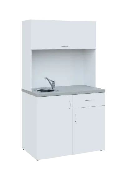 KUCH - SIMPLE 3 kuchyňka s výklopem (dřez + baterie + lednice), 1800x1000x6000 mm, bílá